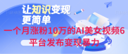 一个月涨粉10万的AI美女视频、6平台发布变现暴力