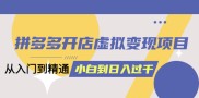 拼多多开店虚拟变现项目：入门到精通 从小白到日入1000（完整版）6月14更新