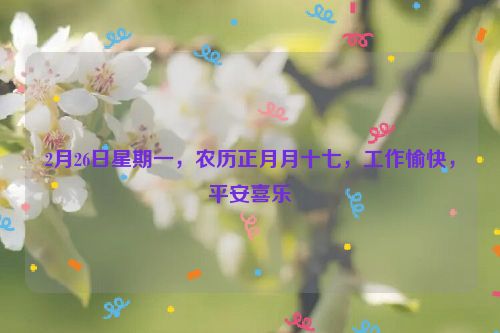 2月26日星期一，农历正月月十七，工作愉快，平安喜乐