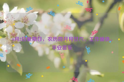 6月2日星期日，农历四月月廿六，工作愉快，平安喜乐