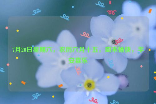 7月20日星期六，农历六月十五，周末愉快，平安喜乐